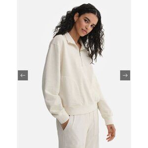 Mate The Label Organic Fleece Half Zip Sweatshirt Bone NWT Large